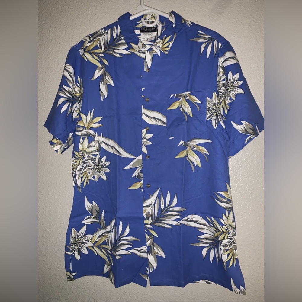 Royal Hawaiian Tropical Leaf Print Button-Down Shirt